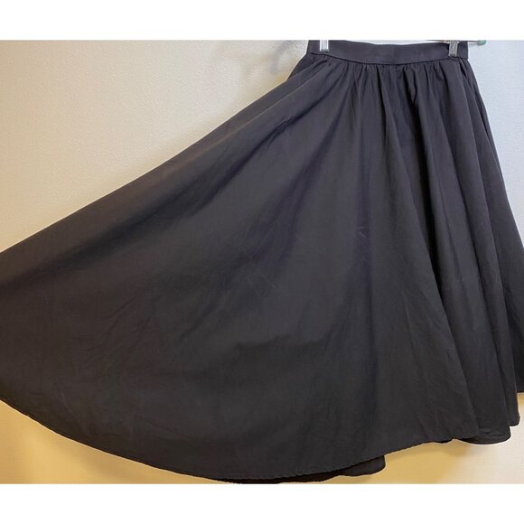 Vintage LESLIE LUCKS Black Circle Pleat Skirt  Full 27" Waist Women Boho Peasant - Picture 2 of 5